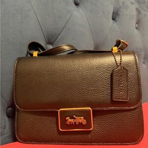 Coach Black Crossbody Bag with Gold Accents